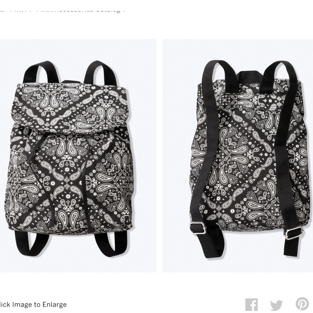 NWT VS PINK Black Paisley Mini Backpack - Picture 2 of 6